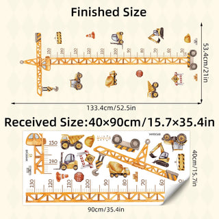 Construction Crane Kids Height Chart Wall Sticker