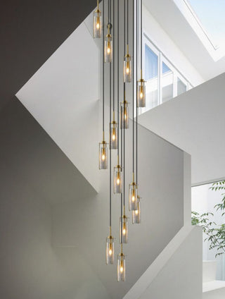 Copper Lantern Glass Staircase Chandelier Lighting-GraffitiWallArt