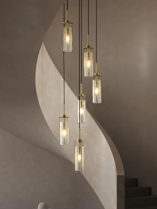 Copper Lantern Glass Staircase Chandelier Lighting-GraffitiWallArt