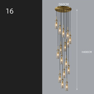 Copper Lantern Glass Staircase Chandelier Lighting-GraffitiWallArt