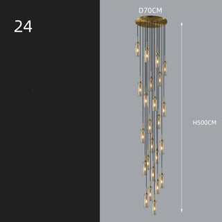 Copper Lantern Glass Staircase Chandelier Lighting-GraffitiWallArt