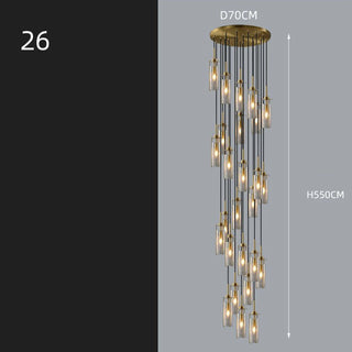 Copper Lantern Glass Staircase Chandelier Lighting-GraffitiWallArt