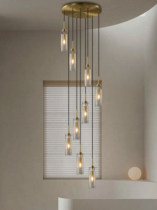 Copper Lantern Glass Staircase Chandelier Lighting-GraffitiWallArt