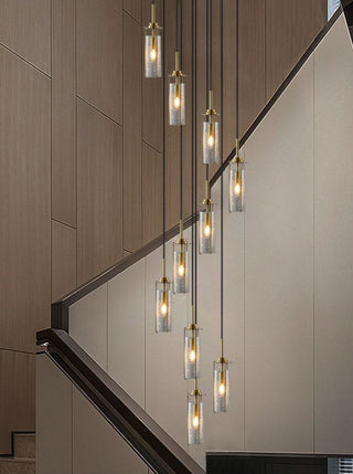 Copper Lantern Glass Staircase Chandelier Lighting-GraffitiWallArt