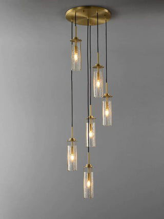 Copper Lantern Glass Staircase Chandelier Lighting-GraffitiWallArt