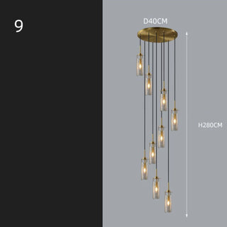 Copper Lantern Glass Staircase Chandelier Lighting-GraffitiWallArt