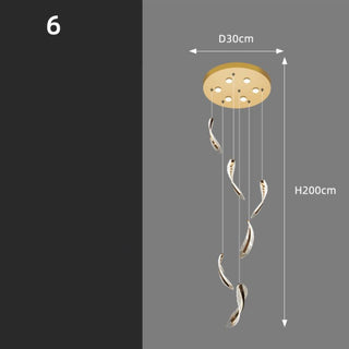 Crystal Leaf Pendant Staircase Chandelier Lighting-GraffitiWallArt