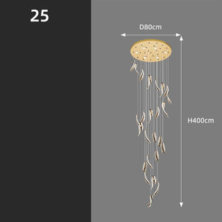 Crystal Leaf Pendant Staircase Chandelier Lighting-GraffitiWallArt