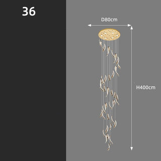 Crystal Leaf Pendant Staircase Chandelier Lighting-GraffitiWallArt