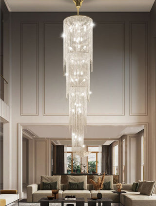 Crystal Pendants Staircase Chandelier – Luxury Hanging Lighting-GraffitiWallArt