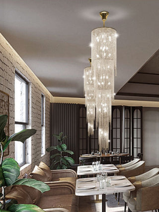 Crystal Pendants Staircase Chandelier – Luxury Hanging Lighting-GraffitiWallArt