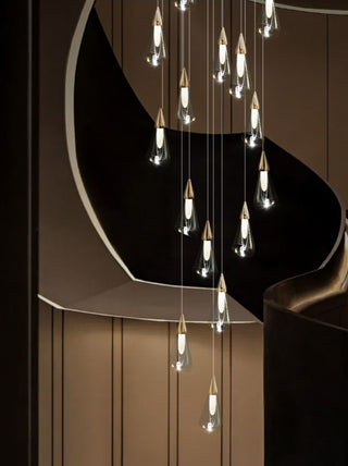 Crystal Scone Pendant Staircase Chandelier Lighting-GraffitiWallArt