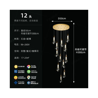 Crystal Scone Pendant Staircase Chandelier Lighting-GraffitiWallArt