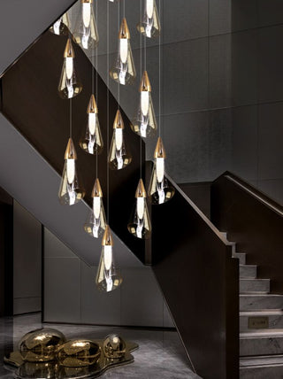 Crystal Scone Pendant Staircase Chandelier Lighting-GraffitiWallArt