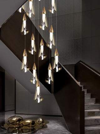 Crystal Scone Pendant Staircase Chandelier Lighting-GraffitiWallArt