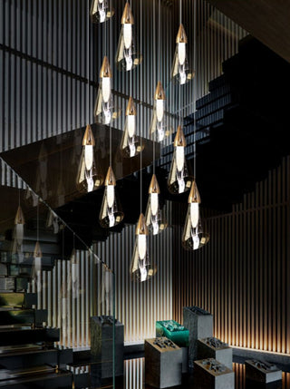 Crystal Scone Pendant Staircase Chandelier Lighting-GraffitiWallArt