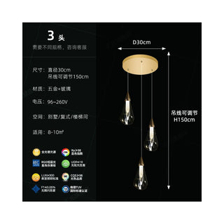 Crystal Scone Pendant Staircase Chandelier Lighting-GraffitiWallArt