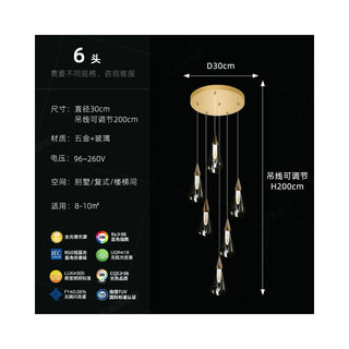 Crystal Scone Pendant Staircase Chandelier Lighting-GraffitiWallArt