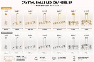 Crystal Balls LED Chandelier for Kitchen Island – Gold & Chrome, 1 to 10 Lights