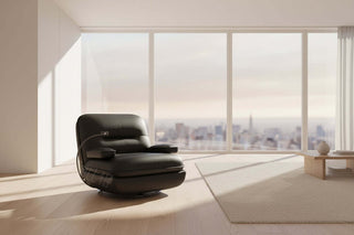 Cube Beetle leren relaxstoel – draaibare schommel-loungestoel