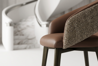 Curved Dining Armchair with Patterned Outer Back-GraffitiWallArts