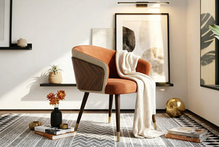 Curved Dining Armchair with Wood Effect Panels-GraffitiWallArts