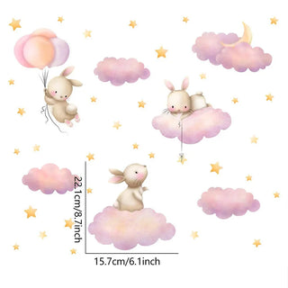 Cute Rabbit Balloon Animal Wall Stickers for Kids