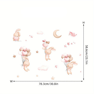 Cute Rabbit Balloon Wall Sticker for Kids