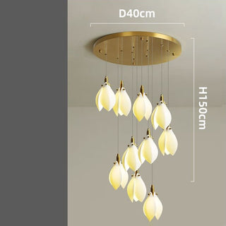 Daffodils Ceramic Chandelier Lighting for Staircase – Ceramic Lampshade-GraffitiWallArt