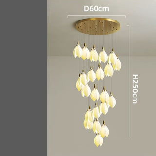 Daffodils Ceramic Chandelier Lighting for Staircase – Ceramic Lampshade-GraffitiWallArt
