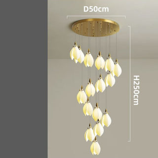 Daffodils Ceramic Chandelier Lighting for Staircase – Ceramic Lampshade-GraffitiWallArt