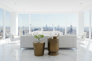 Designer Antique Bronze Side Table – Retro Textured Metal Corner Table-GraffitiWallArts.com