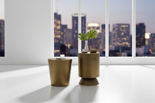 Designer Antique Bronze Side Table – Retro Textured Metal Corner Table-GraffitiWallArts.com