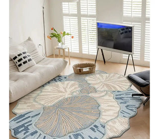 Designer Irregular Shape Handmade Wool Rug | Luxury Living Room Rug-graffitiwallarts