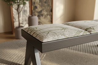 Designer Solid Wood Bench – Upholstered Bamboo Print Seat2