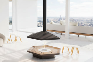 Designer Suspended Hanging Fireplace