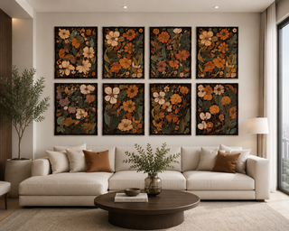 Earthy Botanical Floral Gallery Wall Art Set-Graffitiwallarts.com