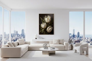 Eternal White Tulips Canvas Wall Art-Graffitiwallarts.com