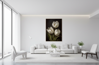 Eternal White Tulips Canvas Wall Art-Graffitiwallarts.com