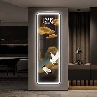 Floral LED Hanging Wall Clock – Decorative Illuminated Art Panel-GraffitiWallArts.com