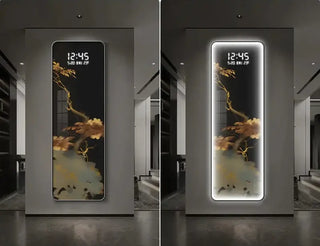 Floral LED Hanging Wall Clock – Decorative Illuminated Art Panel-GraffitiWallArts.com