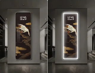 Floral LED Hanging Wall Clock – Decorative Illuminated Art Panel-GraffitiWallArts.com