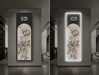 Floral LED Hanging Wall Clock – Decorative Illuminated Art Panel-GraffitiWallArts.com