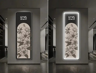 Floral LED Hanging Wall Clock – Decorative Illuminated Art Panel-GraffitiWallArts.com