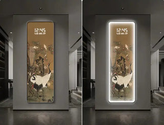 Floral LED Hanging Wall Clock – Decorative Illuminated Art Panel-GraffitiWallArts.com