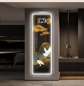 Floral LED Hanging Wall Clock – Decorative Illuminated Art Panel-GraffitiWallArts.com