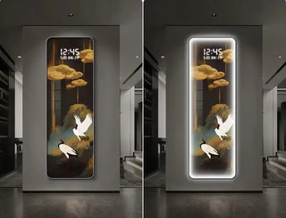 Floral LED Hanging Wall Clock – Decorative Illuminated Art Panel-GraffitiWallArts.com