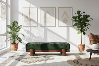 Forest Green Velvet Bench