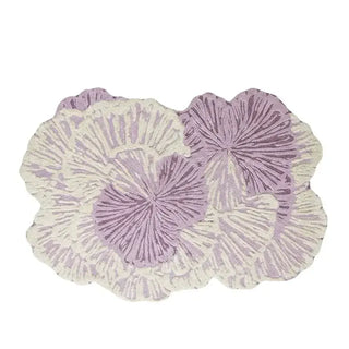 French Retro Irregular Wool Rug | Pink & Green Floral Living Room Rug-GraffitiWallArts