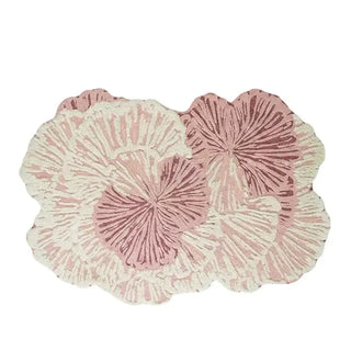 French Retro Irregular Wool Rug | Pink & Green Floral Living Room Rug-GraffitiWallArts